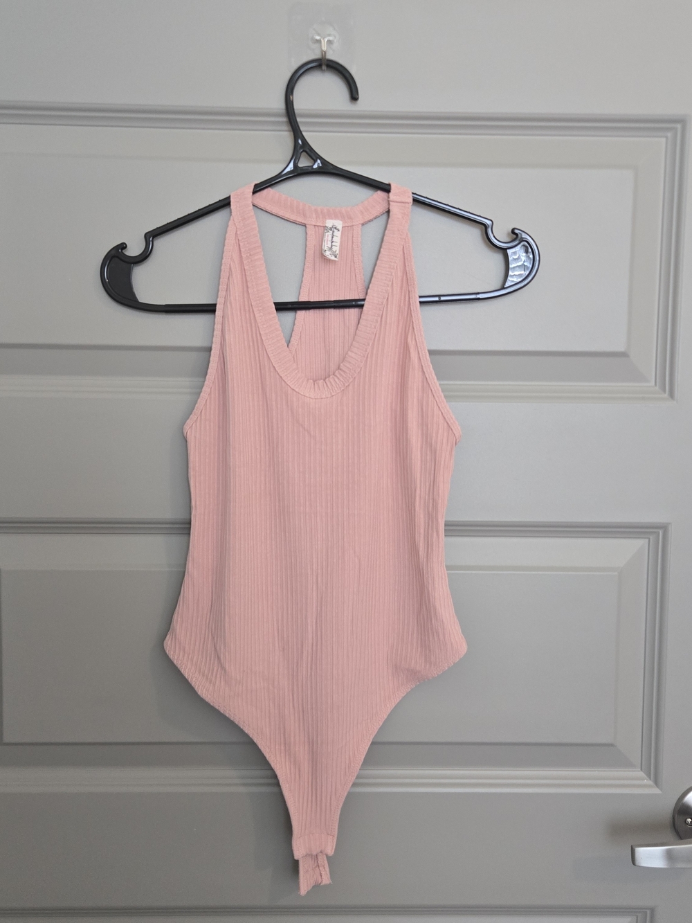 Free People Intimately Light Pink Ribbed Racerback Bodysuit. NWOT.